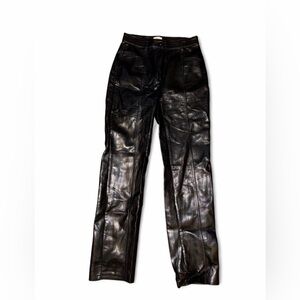 Aritzia Black Straight Leg Leather Pants
